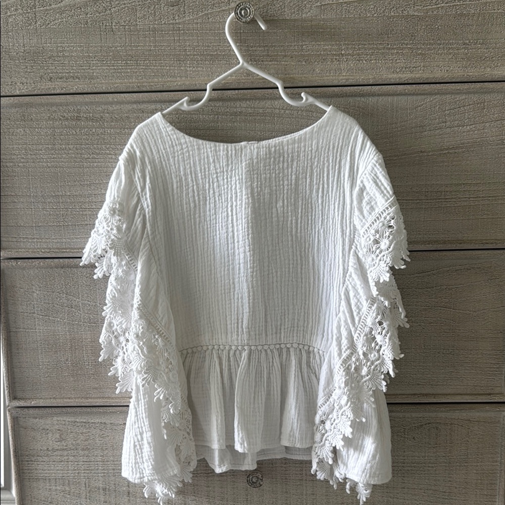 Girls white Boho top, size 10